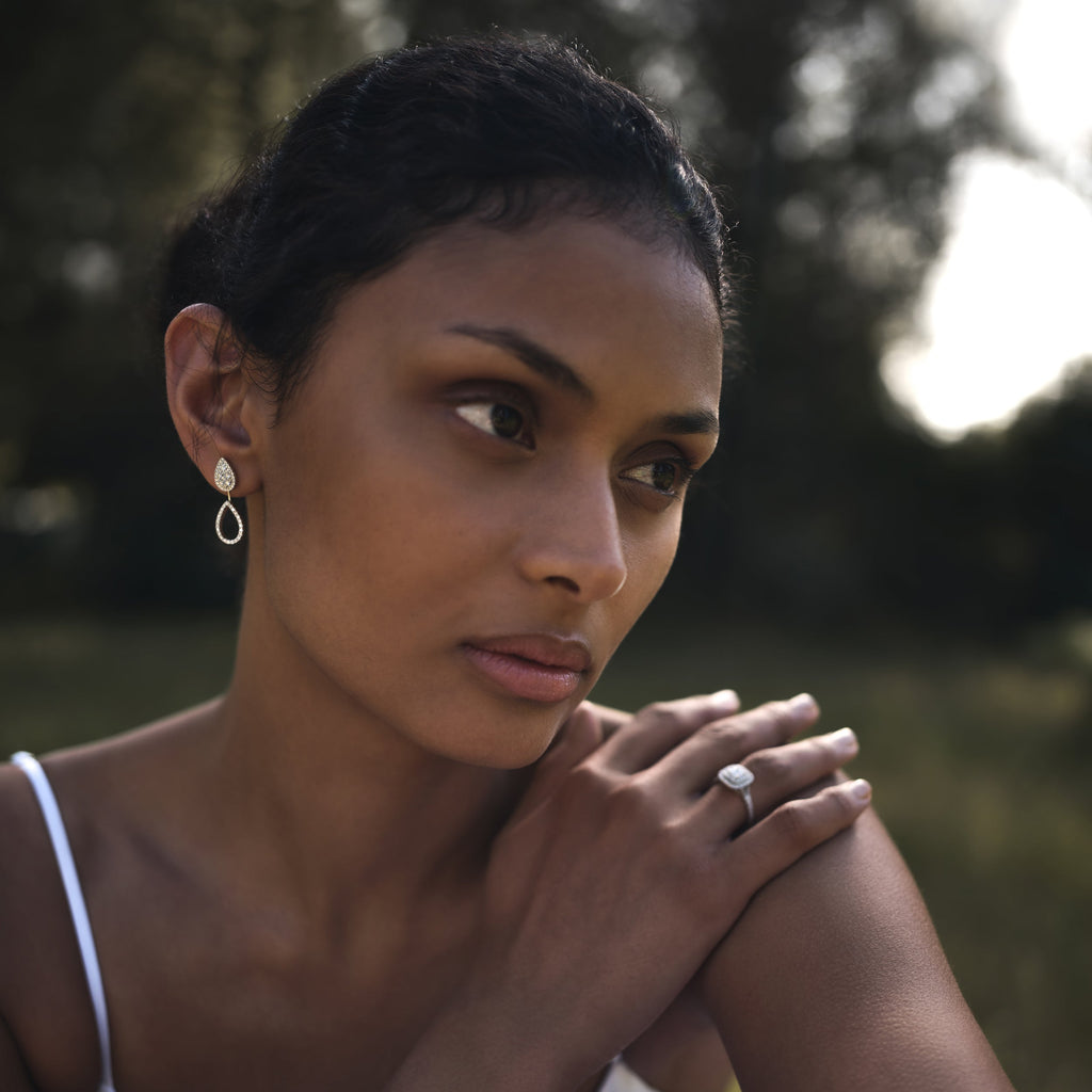 woman wearing diamond jewellery