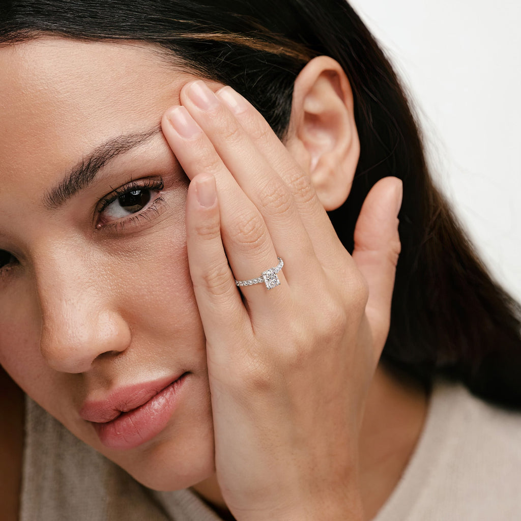 woman wearing engagement ring