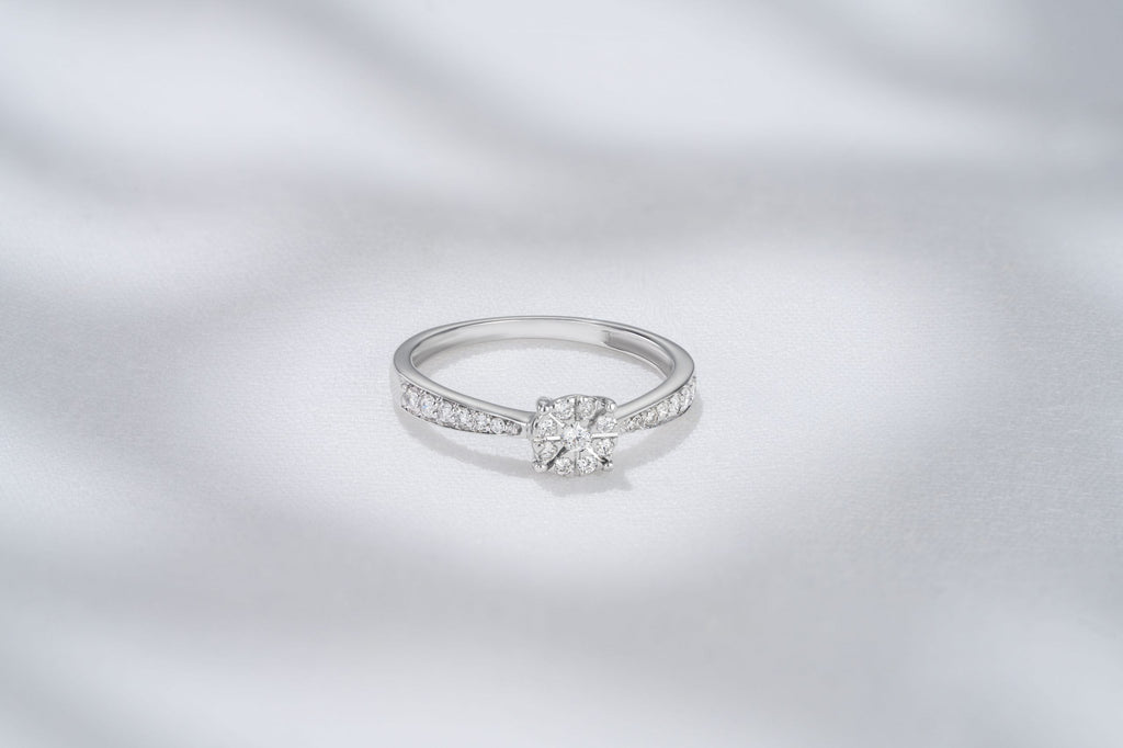 tapered band diamond ring