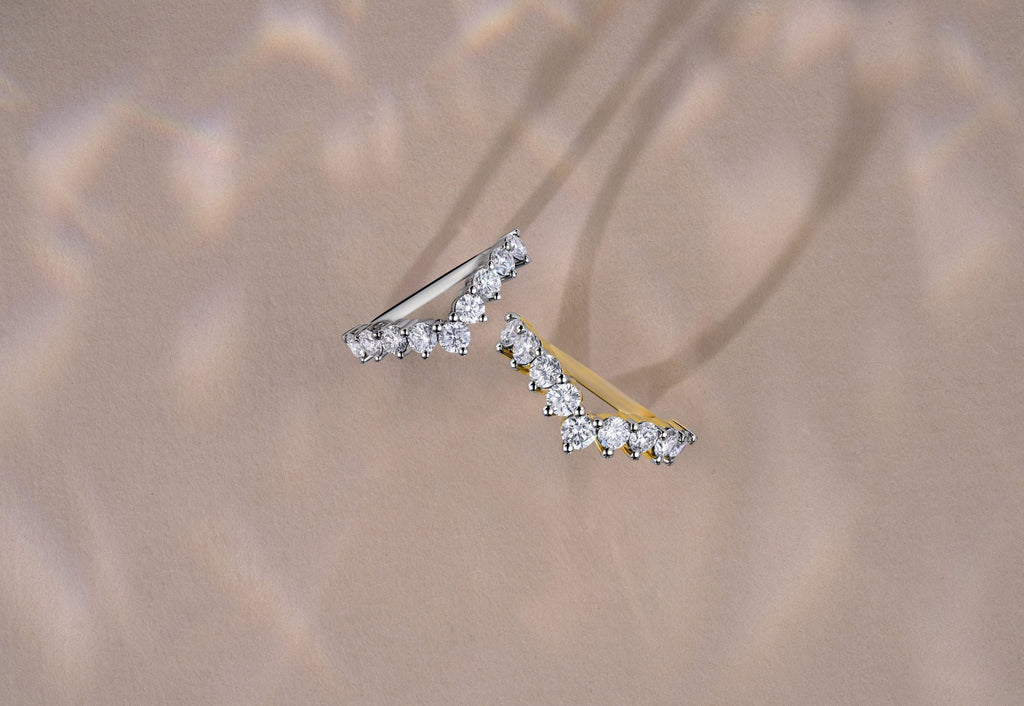 Diamond wishbone rings