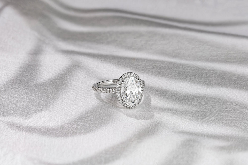 Oval shaped halo engagement ring