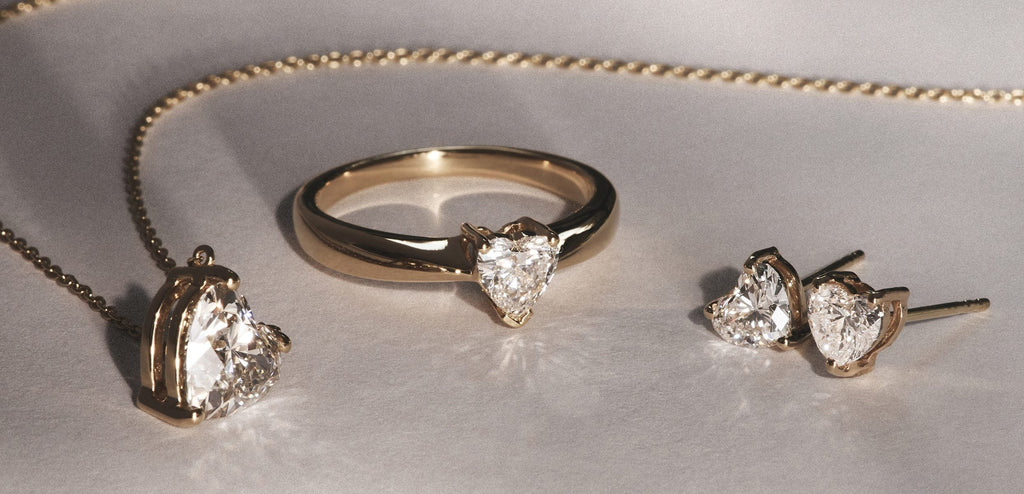 heart-shaped diamond gold jewellery