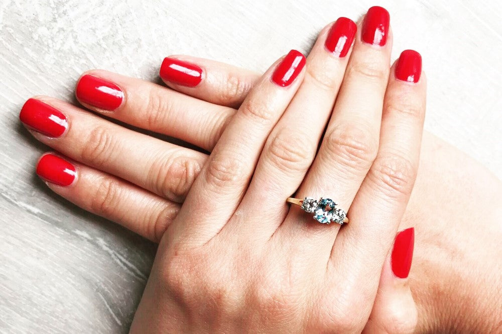 aquamarine yellow gold ring