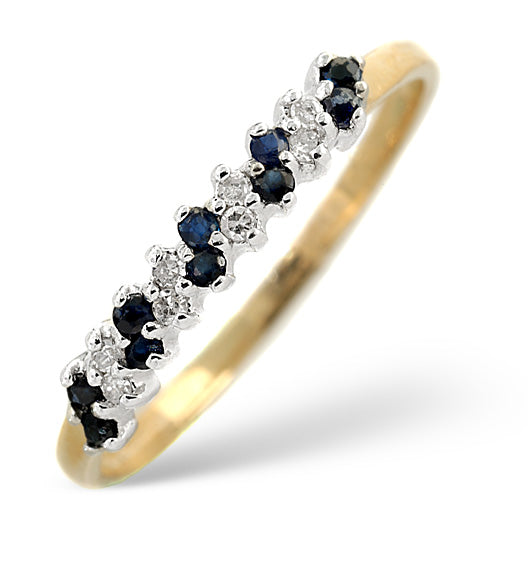 Sapphire 0.18ct And Diamond 9K Gold Ring
