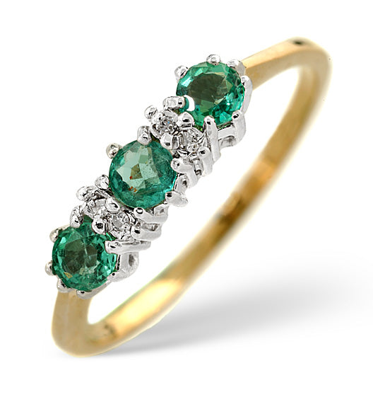 Emerald 0.45ct And Diamond 9K Gold Ring