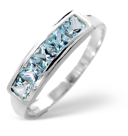 Sky Blue Topaz 0.90CT 9K White Gold Ring