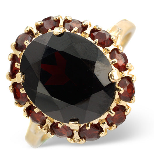 Garnet 12 x 10mm 9K Yellow Gold Ring