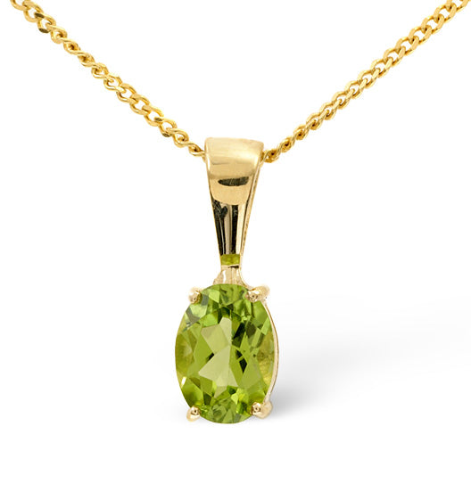 Peridot 7 x 5mm 9K Yellow Gold Pendant Necklace