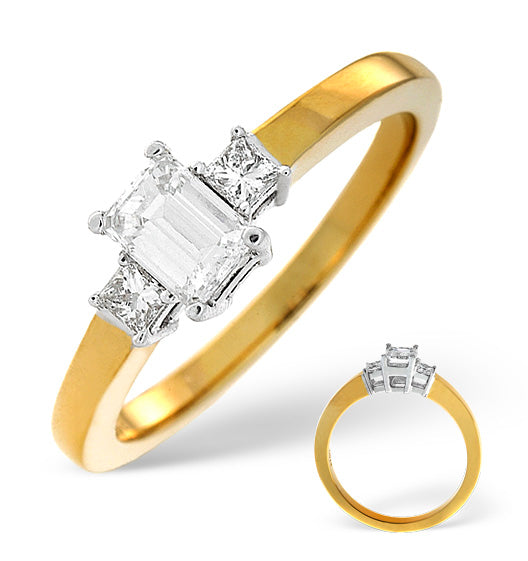 H/Si Solitaire With Shoulders Ring 0.65CT Diamond 18K Yellow Gold