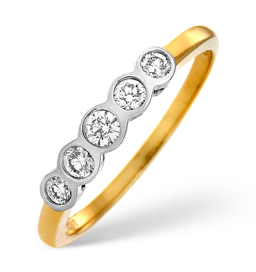 18K Gold 5 Stone Diamond Ring 1.00CT H/Si