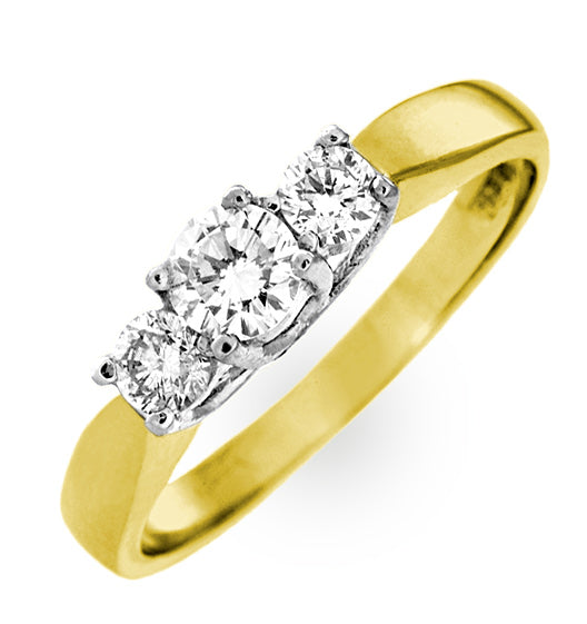 Ariella 18K Gold 3 Stone Diamond Ring 1.50CT H/SI