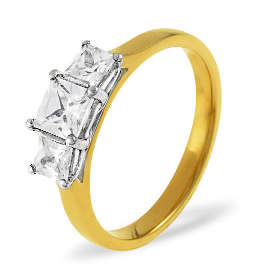 Lauren 18K Gold 3 Stone Diamond Ring 0.50CT H/SI