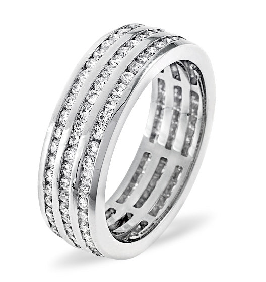 Mens 1.5ct H/Si Diamond 18K White Gold Full Band Ring