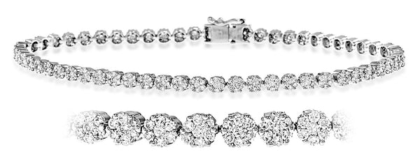 Ava Diamond Cluster Bracelet 7.00ct H/Si Quality set in 18K White Gold