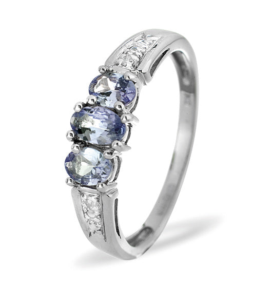 Tanzanite 0.59CT And Diamond 9K White Gold Ring
