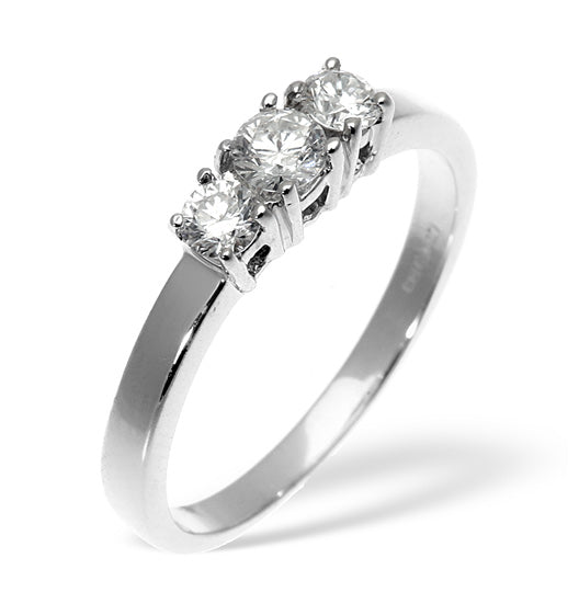 Ellie 18K White Gold 3 Stone Diamond Ring 0.50CT H/SI