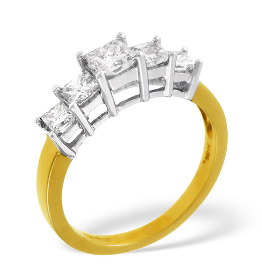 Lucy 18K Gold 5 Stone Princess Diamond Eternity Ring 0.50CT H/SI