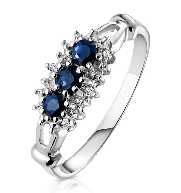 Sapphire 0.34ct And Diamond 9K White Gold Ring