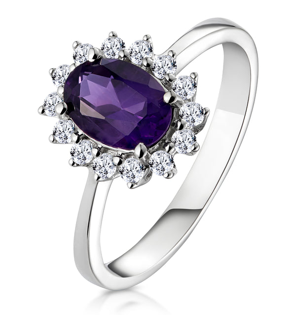 Amethyst 0.70ct And Diamond 9K White Gold Ring