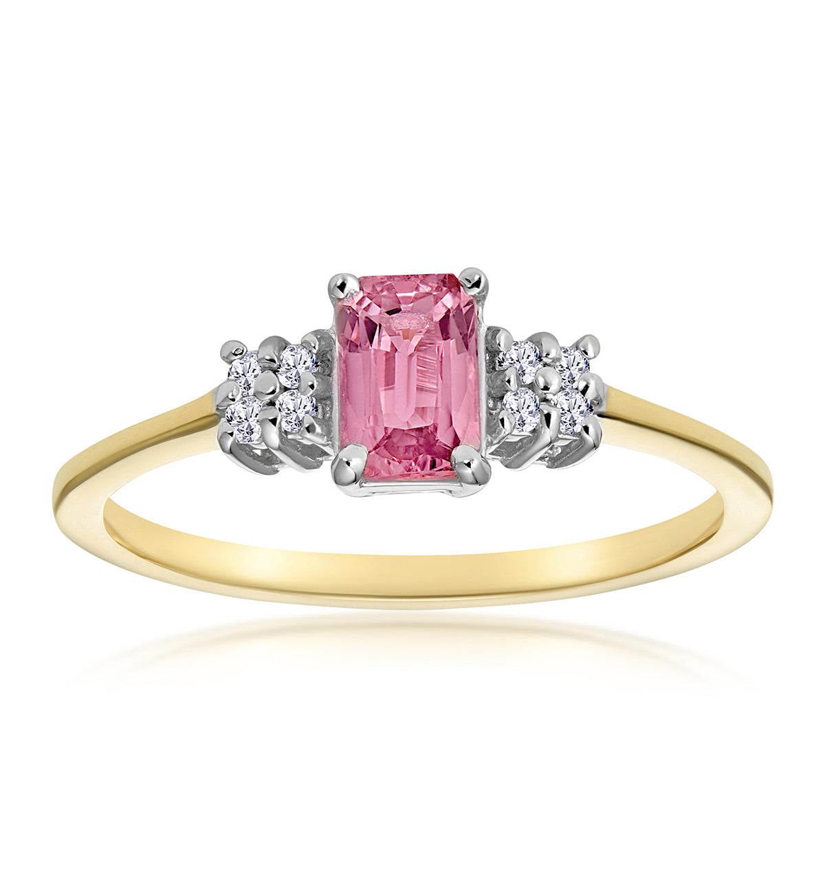 18K Gold Diamond and Pink Sapphire Ring 0.06ct