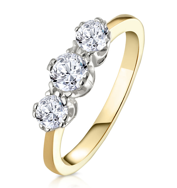 Emily 18K Gold 3 Stone Diamond Ring 0.75CT H/SI