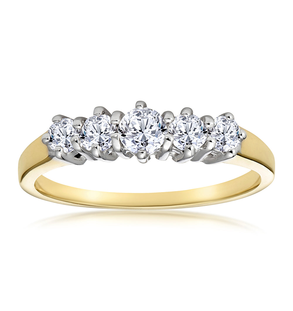 Ellie 18K Gold 5 Stone Diamond Eternity Ring 0.50CT