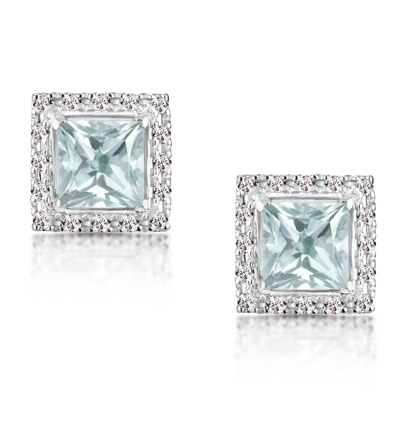 Aquamarine 1.90CT And Diamond 9K White Gold Earrings