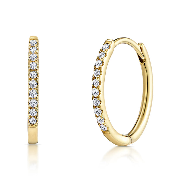 Stellato Diamond Encrusted Huggie Earrings 0.09ct in 9K Gold