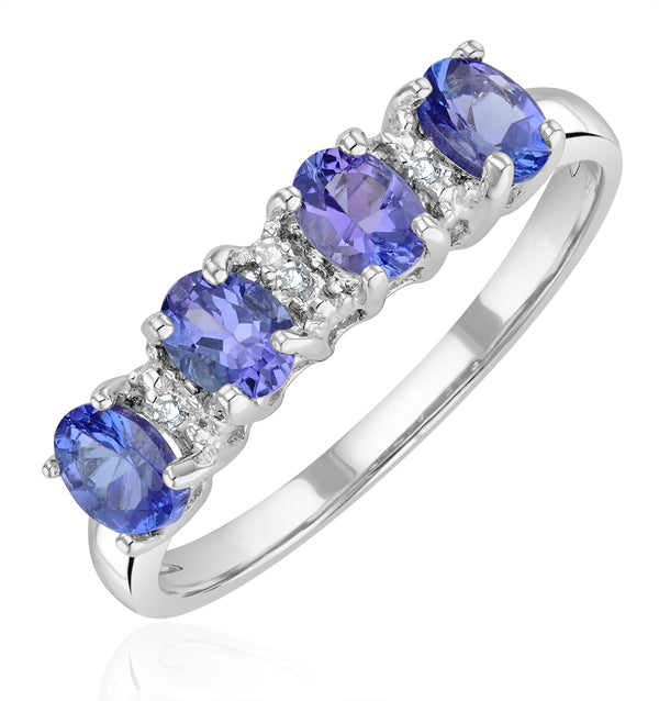 Tanzanite 0.76CT And Diamond 9K White Gold Ring