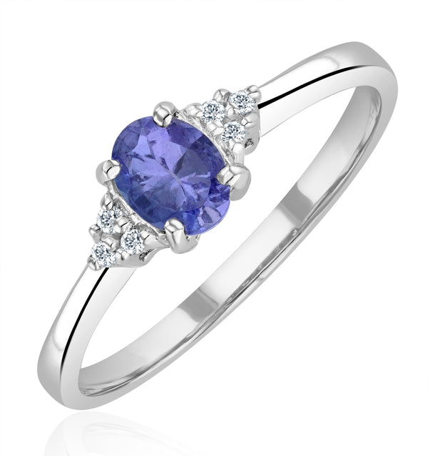 Tanzanite 0.35CT And Diamond 9K White Gold Ring