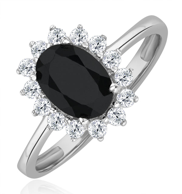 Sapphire 0.90ct And Diamond 9K White Gold Ring