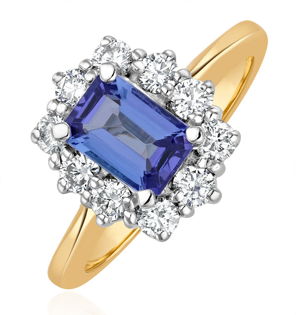 Tanzanite 7 x 5mm And Diamond 0.50ct 18K Gold Ring FET24-V