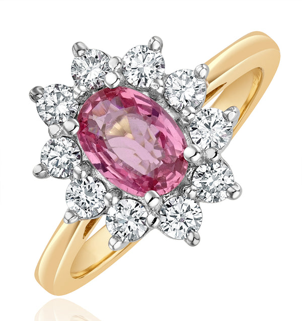 18K Gold 0.50ct Diamond and 1.05ct Pink Sapphire Ring