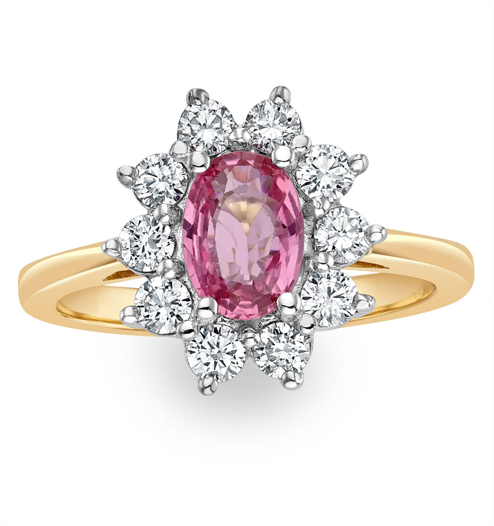 18K Gold 0.50ct Diamond and 1.05ct Pink Sapphire Ring