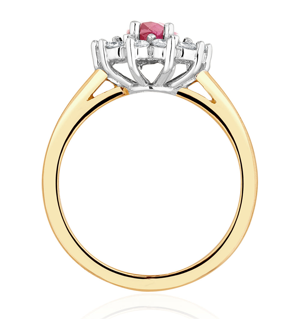 18K Gold 0.50ct Diamond and 1.05ct Pink Sapphire Ring