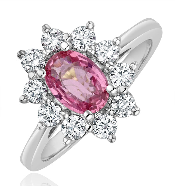 18K White Gold 0.50ct Diamond and 1.05ct Pink Sapphire Ring