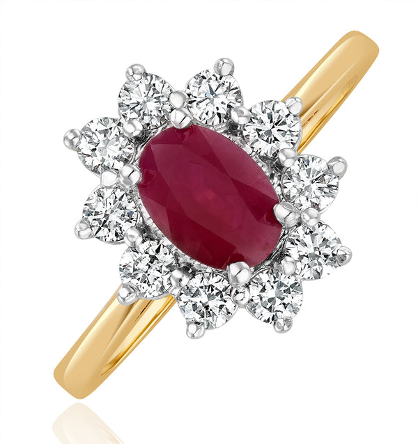 Ruby 1.15ct And Diamond 0.50ct 18K Gold Ring FET25-T