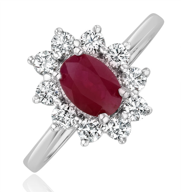 Ruby 1.15ct And Diamond 0.50ct 18K White Gold Ring