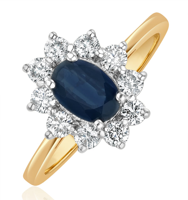Sapphire 0.80ct And Diamond 0.50ct 18K Gold Ring