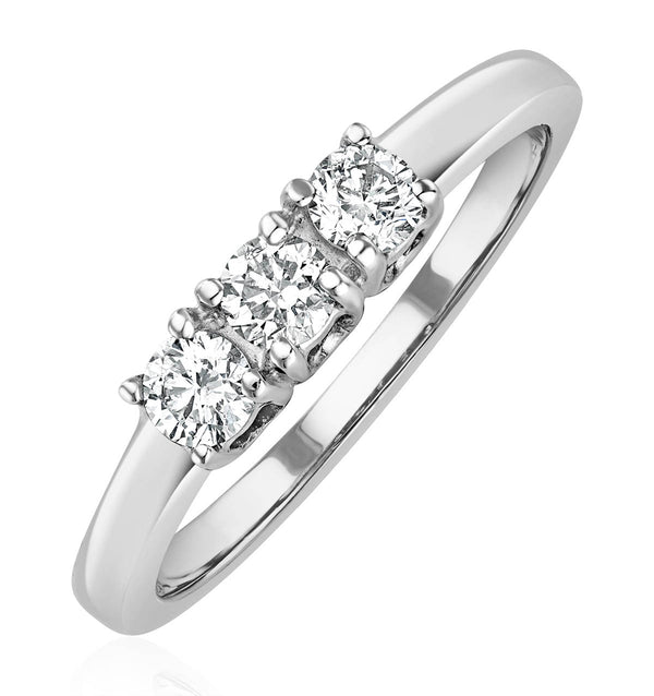 Chloe 18K White Gold 3 Stone Diamond Ring 0.30CT