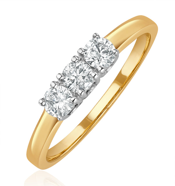 Chloe 18K Gold 3 Stone Lab Diamond Ring 0.50CT H/SI