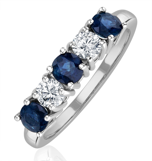 Sapphire 0.90CT and Diamond Ring 0.40CT White 18K Gold FT26