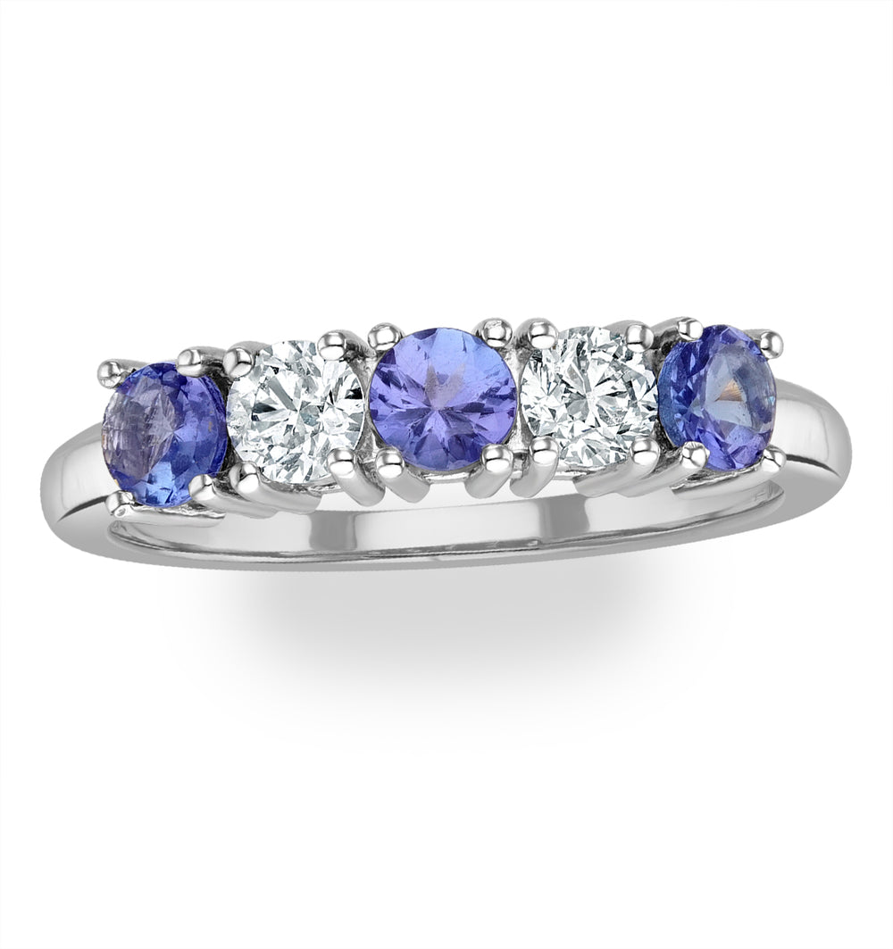 Tanzanite 0.75CT and Diamond Ring 0.40CT 18K White Gold FT26