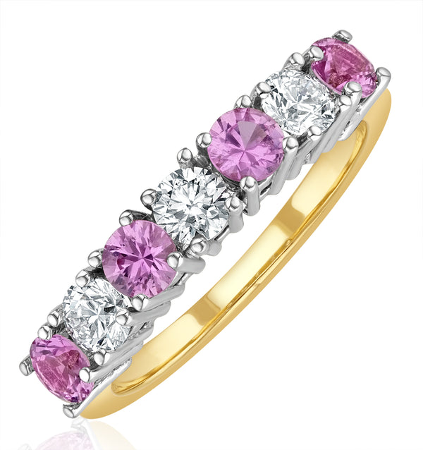 Pink Sapphire 1.15ct and Diamond Ring 0.50ct 18K Gold Ft32