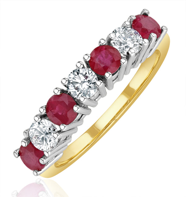 Ruby 1CT and Diamond Ring 0.50CT 18K Gold FT32