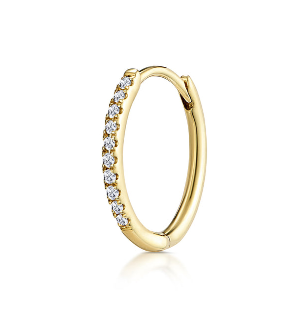 SINGLE Stellato Diamond Encrusted Huggie Earring 0.09ct in 9K Gold
