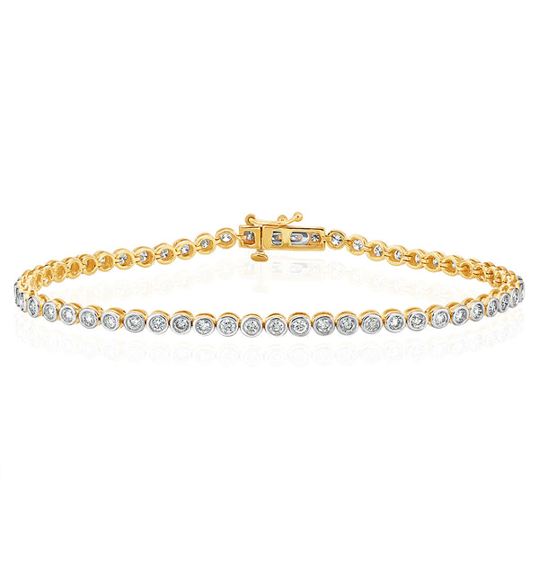 Diamond Tennis Bracelet Rubover Style 2.00ct 9K Gold