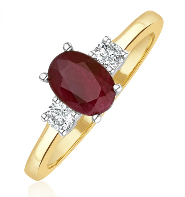 Ruby 7 x 5mm And Diamond 18K Gold Ring