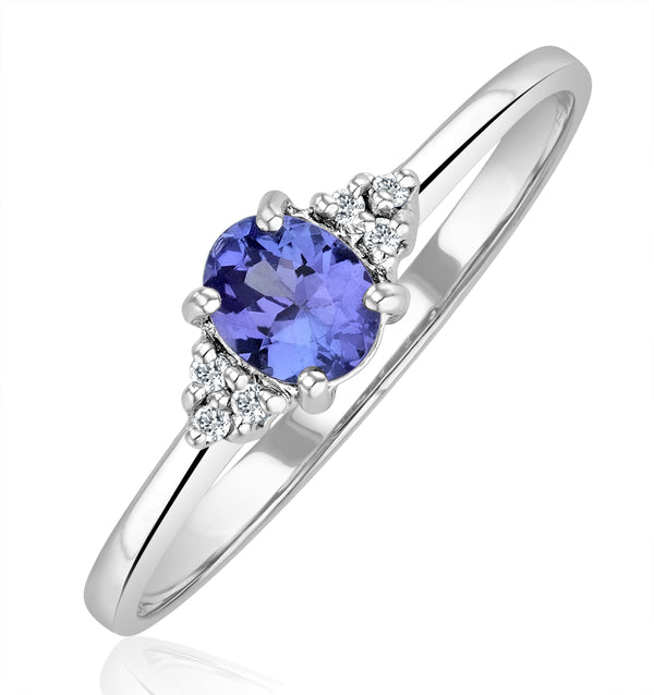 Tanzanite 0.35ct And Diamond 18K White Gold Ring