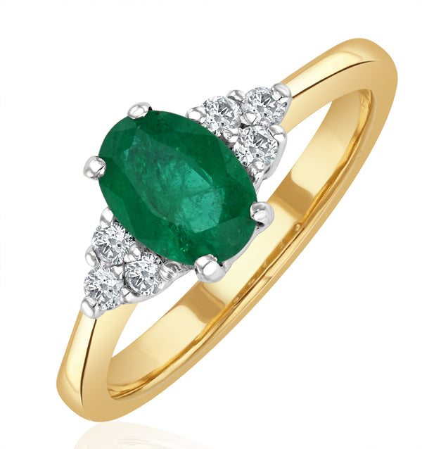 Emerald 0.75ct And Diamond 18K Gold Ring N4300